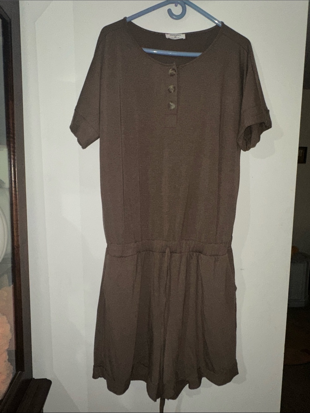 Zenana Outfitters Brown Short-Sleeve Romper